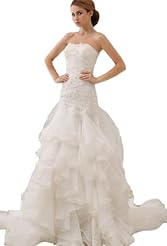 Strapless Floor Length Organza Mermaid Evening Dress 