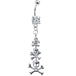Triple Skull and Crossbones Belly Ring