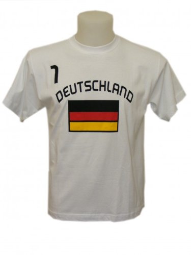 Deutschland Fanshirt Fan Trikot zur Fußball WM mit Wunsch Name und Nummer, Farben:WEISS;Größe:S