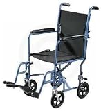 Steel Transport Chair - Fixed Arm {Non Removable}, Blue, 17, Swingaway Elevating Legrests
