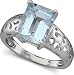 Emerald Cut Aquamarine Ring in 14K White Gold