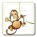 Florene Childrens Art - Cute Cartoon Monkey On Green Vine - Light Switch Covers - double toggle switch