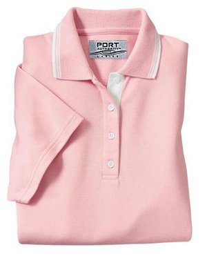 Port Authority Signature - Ladies Rapid Dry Sport Shirt with Contrast Trim Light Pink/White-XL