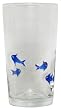 Hand Blown Glass Blue Fish Tumbler Glass 6"H Set of Four