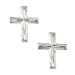 14K White Gold ''Diamond Cut Cross'' Children's Earrings