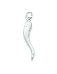 14K White Gold Italian Horn Charm Pendant FindingKing