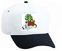 White Cap with dinosaur, sport, ball, bowling, dragon, pin