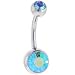 Swarovski® Aqua AURORA Double Gem Belly Ring