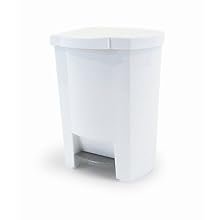 Mistral 8 Gallon Polypropylene Rectangular Step Can with Removable Liner in White