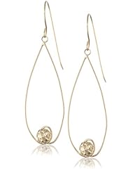 14k Yellow Gold Large Teardrop Earrings with Gold Ball-Accent