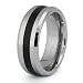 Tungsten Carbide Beveled Edge Wedding Band Ring w/ Black Resin Inlay 8mm