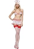 4PC Nurse With Sheer Bra Top, Skirt, G-String, and Head Band