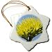 Bee pollinates a Desert Agave flower also called a Century Plant - 3 Inch Snowflake Porcelain Ornament