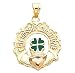 14kt Gold Enameled Shamrock and Claddagh Pendant