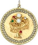 Happy Anniversary Bouquet on Filigree Edge Disc, 14K Gold Charm