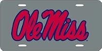 Mississippi Rebels Silver Laser Cut License Plate