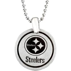 Stainless Steel Pittsburgh Steelers Name Logo Necklace