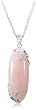 Sterling Silver Rose Quartz Floral Pendant on Double Cable Chain by David Sigal, 18"