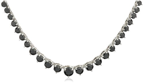 14k White Gold Black Diamond Riviera Necklace (11 1/4 cttw)
