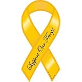 Yellow Support Our Troops Ribbon Magnet