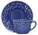 Majolica Sea Shell Ceramic Pottery Cup / Saucer Blue 2.5"H