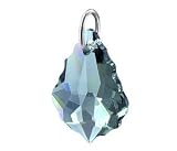 Black Diamond Multi Faceted Baroque Swarovski Crystal Sterling Silver 25 MM X 12 MM Pendant