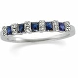 14K White Gold Sapphire & Diamond Bridal Band Ring