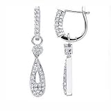 1.00Ct Teardrop Diamond Pave Dangling Hoop Earrings 14K Gold