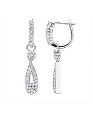1.00Ct Teardrop Diamond Pave Dangling Hoop Earrings 18k Gold