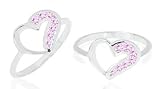 Round Cut Pink Cz Heart Ring Sterling Silver