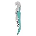 True TrueTap Teal Double Hinged Waiter’s Corkscrew, Stainless Steel Wine Key with Foil Cutter