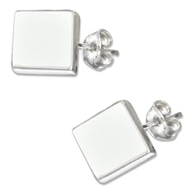 STERLING SILVER MINI HIGH POLISHED FLAT SQUARE EARRINGS ON POSTS