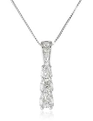 10k White Gold 1/2 Cttw Diamond Pendant Necklace, 18"