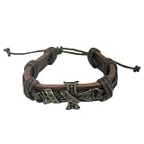 Leather Bracelet Brown with Bronze Cross and Brown Rope