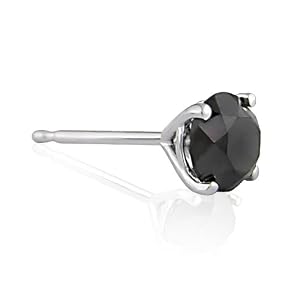 3/4 ct.t.w. Single Black Diamond Solitaire Earring in 14k White Gold