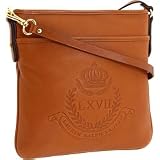 LAUREN Ralph Lauren Leather Flat Crossbody (Lauren Tan)