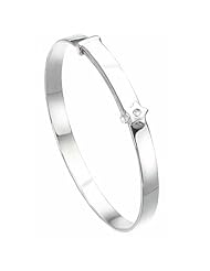 0.01 Cts Diamond Star Childrens Bangle in Sterling Silver