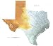 Texas state wall map, Physical feataures, 45"x50", Laminated