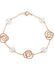 Freshwater Cultured Pearl Floral Design Bracelet 14K Rose 650105