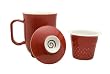 The Tea Spot Steeping Mug, 3-Piece Handcrafted Ceramic Tea Mug with Infuser & Lid, 16-Ounce, color: Red Rock