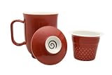 The Tea Spot Steeping Mug, 3-Piece Handcrafted Ceramic Tea Mug with Infuser & Lid, 16-Ounce, color: Red Rock