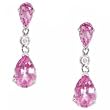 Outstanding Pink Topaz and Diamond 14K White Gold Dangle Earrings