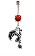SILVER DRAGON BELLY RING BNADRG20GR- GREEN