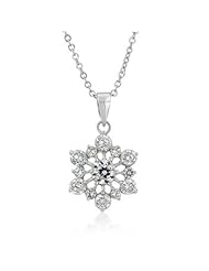 Alexander James White Gold Rhodium Bonded Snowflake in a Silvertone Chain Included