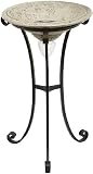 Outdoor Solar Bird Bath with Removable Stand