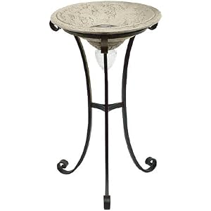 Outdoor Solar Bird Bath with Removable Stand