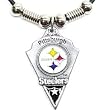 Pittsburgh Steelers Leather Necklace w/Beads & Pewter Pendant - NFL Football Fan Shop Sports Team Merchandise