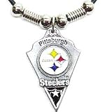 Pittsburgh Steelers Leather Necklace w/Beads & Pewter Pendant - NFL Football Fan Shop Sports Team Merchandise