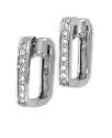 14K White Gold Square Shaped Hinged Hoop Earrings with Pave Set Diamonds