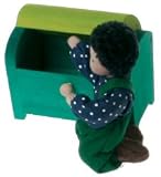 Handmade Doll House Wooden Trunk, Green
